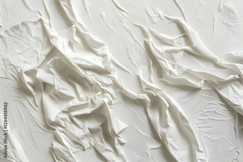 Obraz premium Textured white fabric with soft folds and creases, creating a minimalist and elegant backdrop