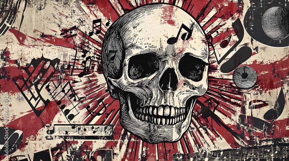 Skull Grunge Punk Rock Abstract Burst Design Pattern Skull Grunge Punk Rock Abstract Burst Design Pattern