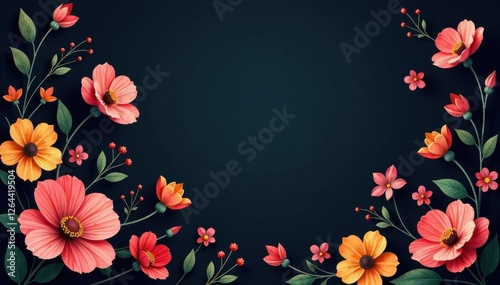 Wallpaper Mural Whimsical florals on a charcoal background , floral pattern, elegant, texture Torontodigital.ca