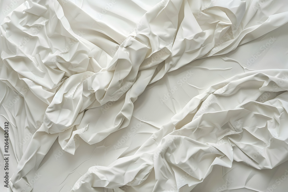 Close-up of elegantly draped white fabric showcasing intricate folds and textures