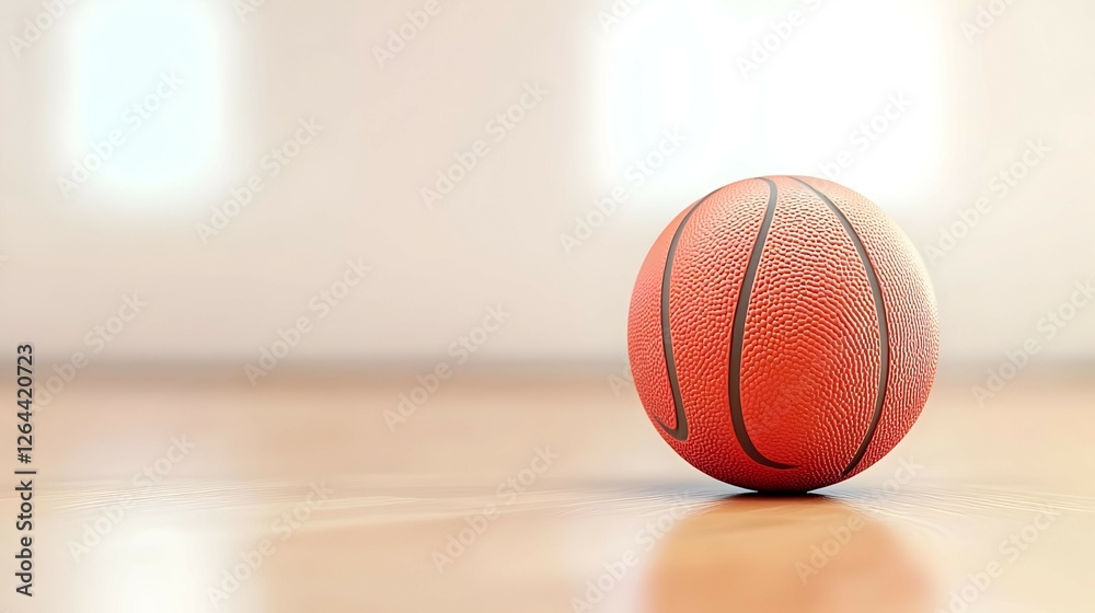 Obraz premium Worn Orange Basketball on Wooden Floor