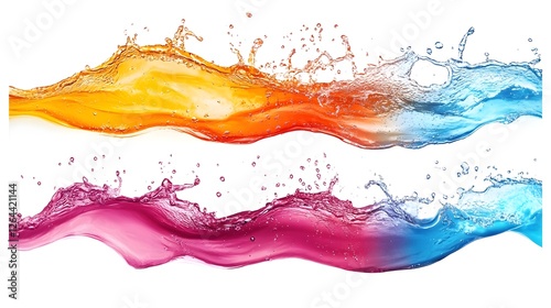 Vibrant Colorful Splashing Liquid Waves Abstract Art Background for Digital Graphics and Photography  Dynamic fluid motion paint like textures and a rainbow of hues create an eye catching photo