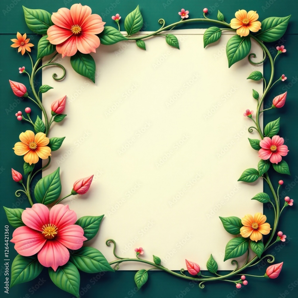 Fototapeta premium Whimsical ivy design featuring interwoven flowers and curved stems in an intricate filigree style , flower, patterns, stem