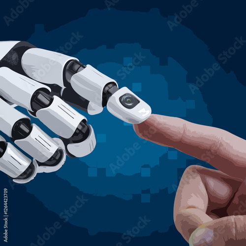 visual representation vector ai human collaboration technology advances ethics dilemmas and machine interaction human hand robot finger