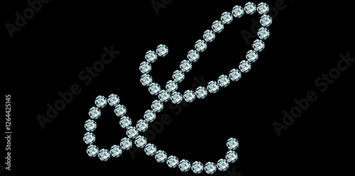 Silver Rhinestone Diamonds Alphabet Letter L Luxury Text Design Vector Illustration.	