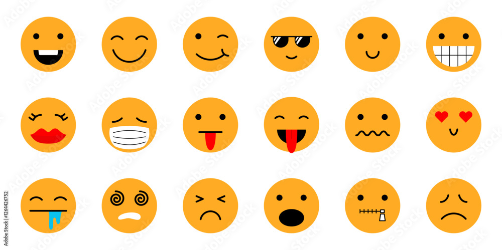 Fototapeta premium set of face yellow emoticon design