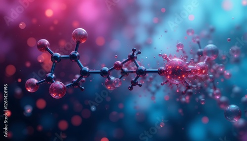 Stunning 3D Render of Molecular Structure with Glowing Atoms and Bonds