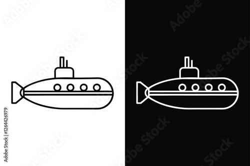 Submarine Icon. Sleek Line Art Illustration