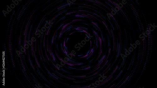 High speed blue, pink dot line abstract technology background digital fiber hi tech concept. speed light circle point motion blur on dark background, data transfer simulation.