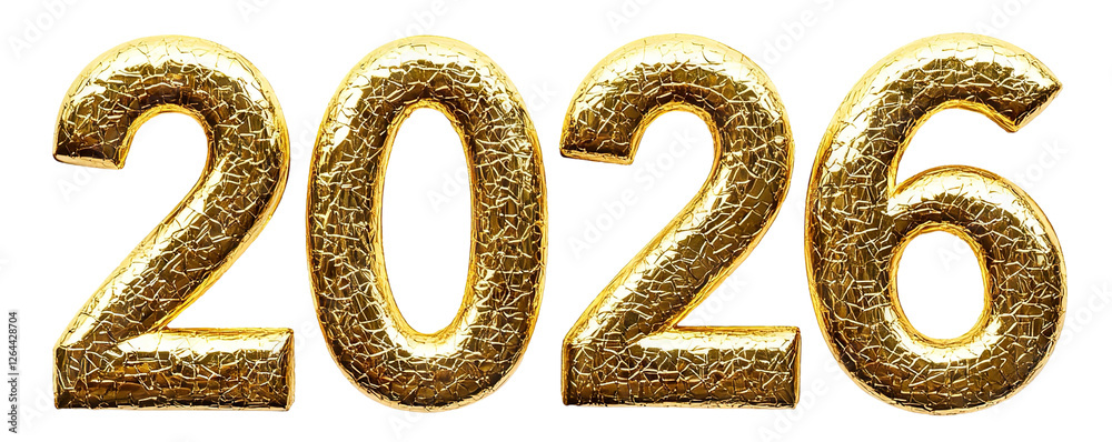 Shiny gold 2026 numbers with sparkling texture, isolated on transparent cutout background Shiny gold 2026 numbers with sparkling texture, isolated on transparent cutout background