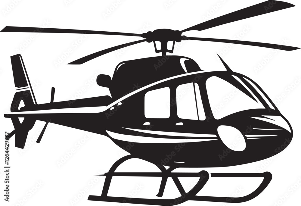 A simple helicopter silhouettes vector style with white background A simple helicopter silhouettes vector style with white background