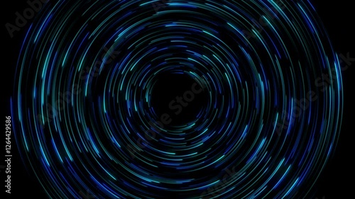 high speed blue line abstract technology background digital fiber hi tech concept. speed light circle line motion blur on dark background, data transfer simulation.