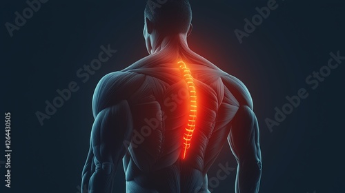 Illustration of a glowing spine anatomy.