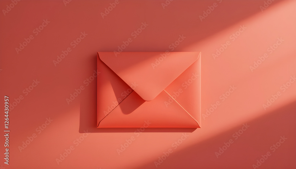 Coral Envelope on a Coral Background, Perfect for Branding Coral Envelope on a Coral Background, Perfect for Branding