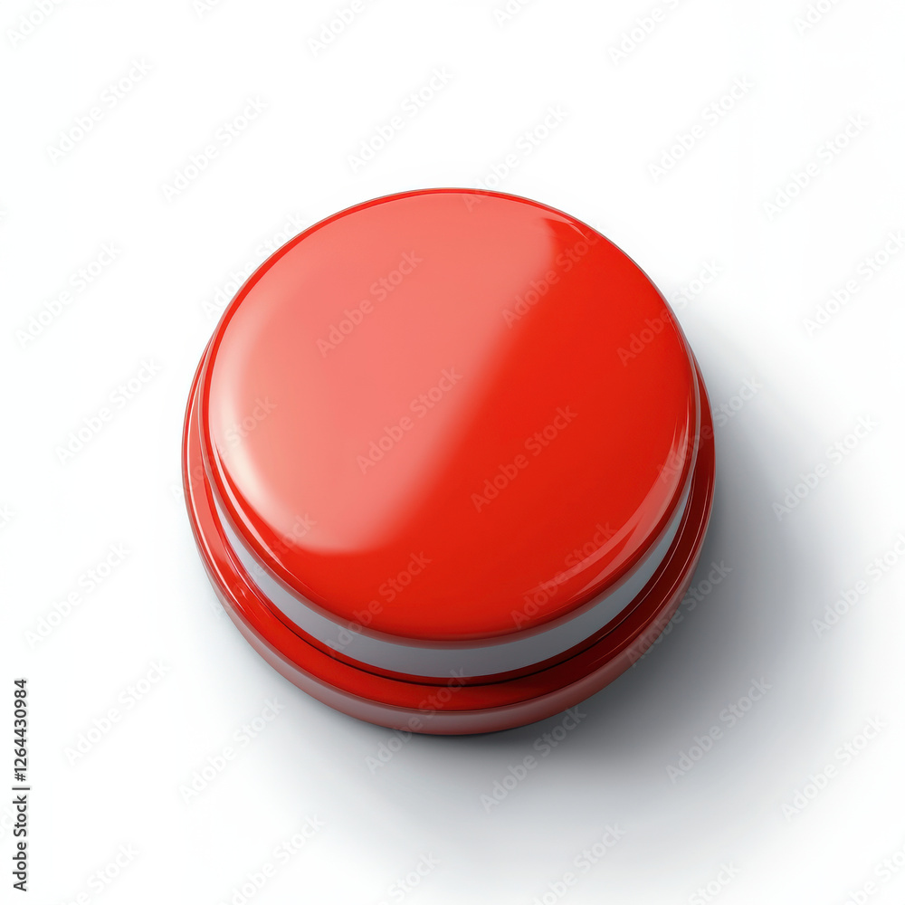 Red button with glossy finish on white background Red button with glossy finish on white background