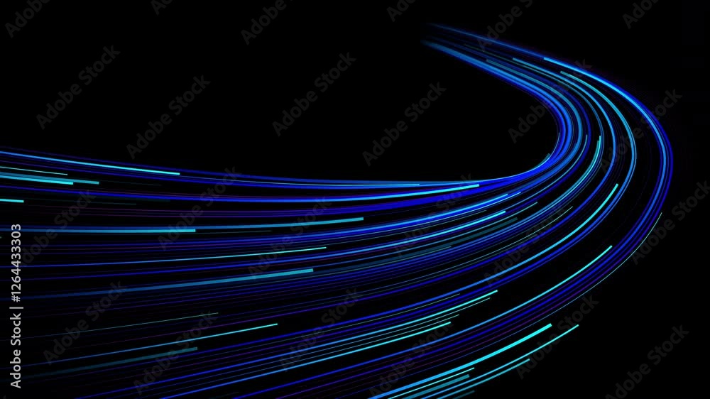 high speed blue line abstract technology background digital fiber hi tech concept. speed light line motion blur on dark background, data transfer simulation.