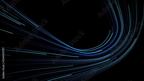 High speed blue line abstract technology background digital fiber hi tech concept. speed light line motion blur on dark background, data transfer simulation.