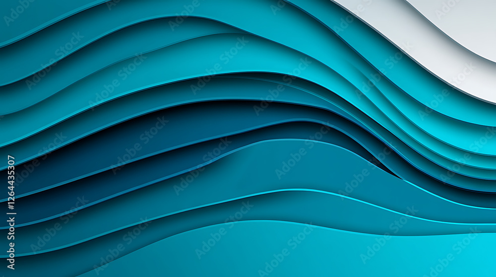 Fototapeta premium Abstract Layers of Waves in Shades of Blue and White Creating a Sense of Depth and Flow