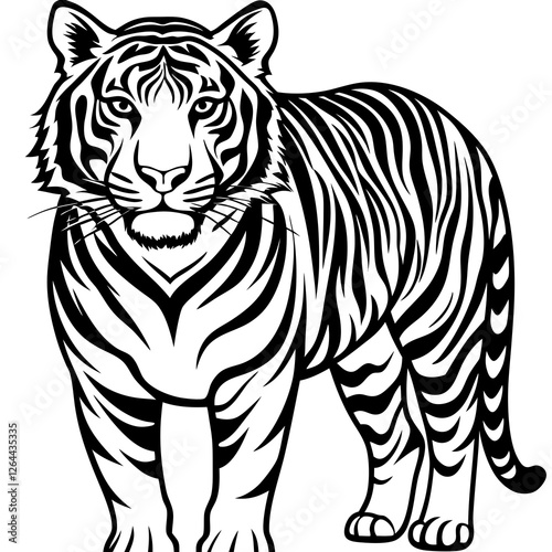 Majestic Tiger on White Background