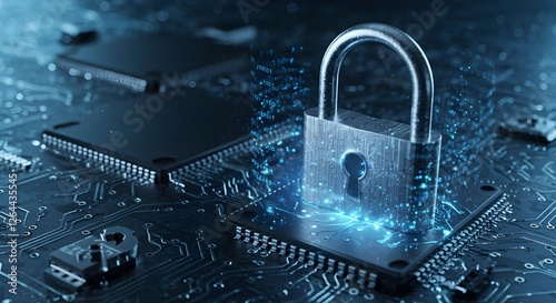 Cerradura digital de ciberseguridad futurista con concepto de protección de datos