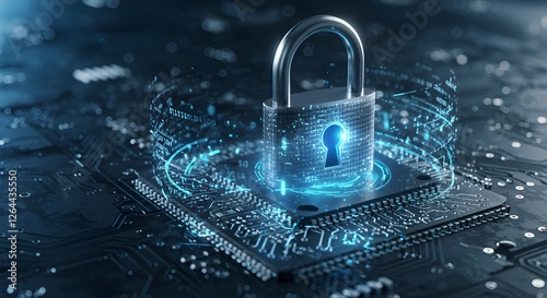 Cerradura digital de ciberseguridad futurista con concepto de protección de datos