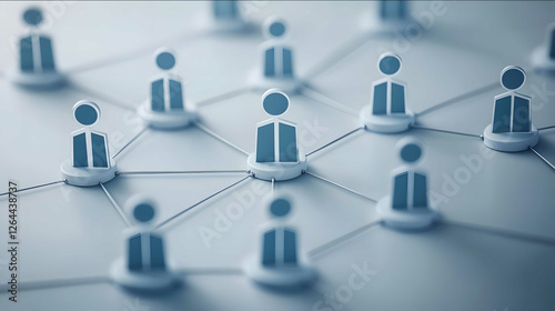 Organizational chart with people icon on a white background vector illustration style simple lines blue and gray color scheme high resolution no shadows no tex photo