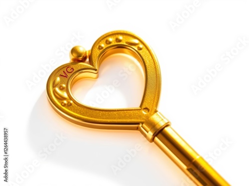 Golden Heart Shaped Key with VG Initials