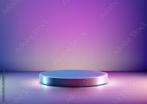 3D metallic blue circular p...