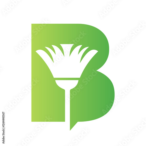 Minimal Clean Logo On Letter B Combine With Cleaning Brush Symbol Vector And Template