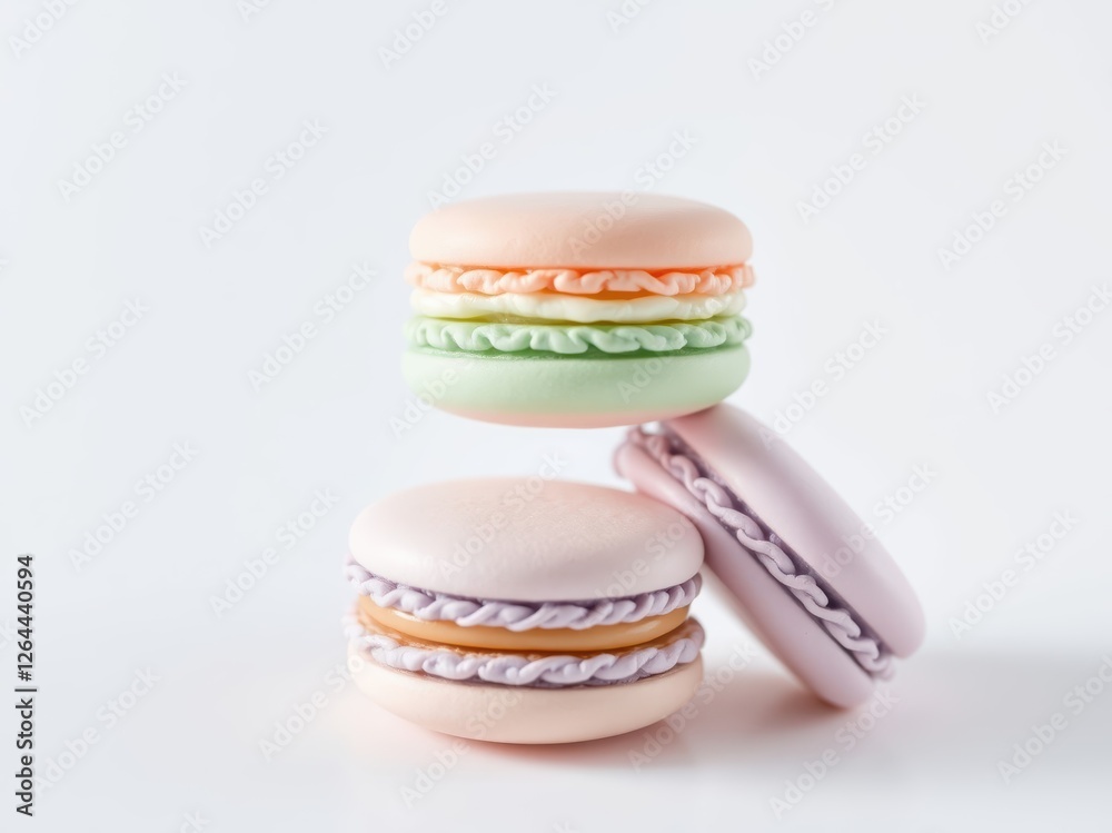 Pastel Macarons Arranged on White Background Pastel Macarons Arranged on White Background