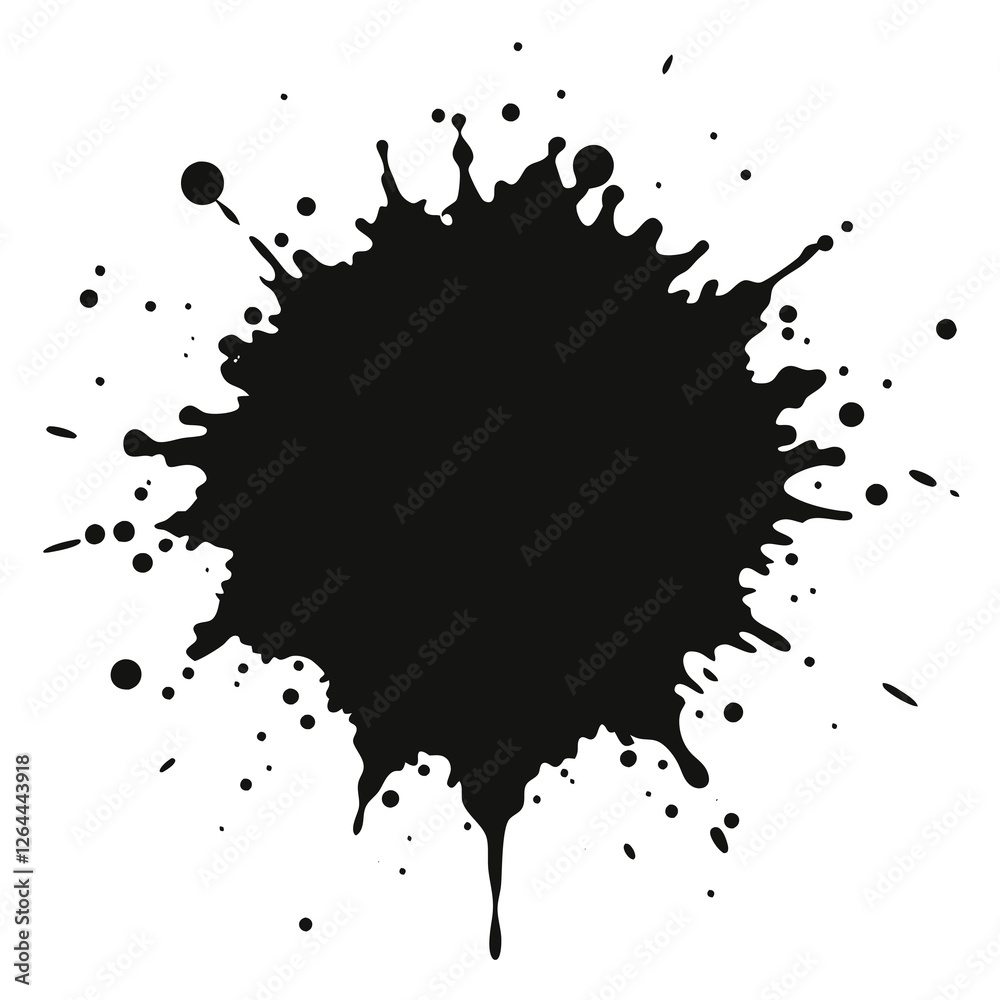 Fototapeta premium silhouette of artistic ink splash with rough edges