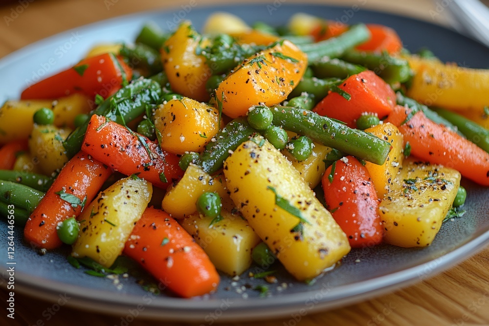 Steamed vegetables with salt and pepper resting on a plate Steamed vegetables with salt and pepper resting on a plate