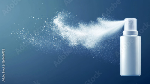 White dust spray isolated on transparent background. Vector realistic set of smoke or powder with particles splash from aerosol, stream of spraying cosmetic, fragrance or deodorant photo