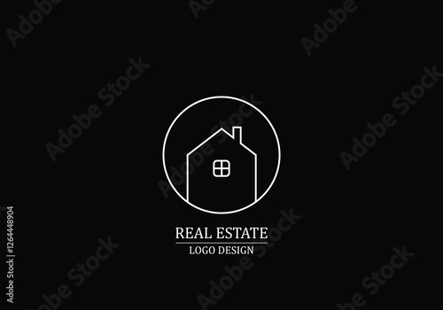 A elegant home logo in circle for real estate company