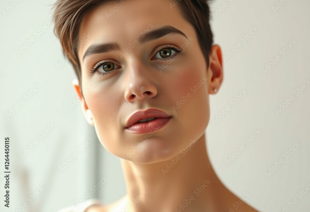 Photorealistic natural light portrait of a woman with masculine features Photorealistic natural light portrait of a woman with masculine features