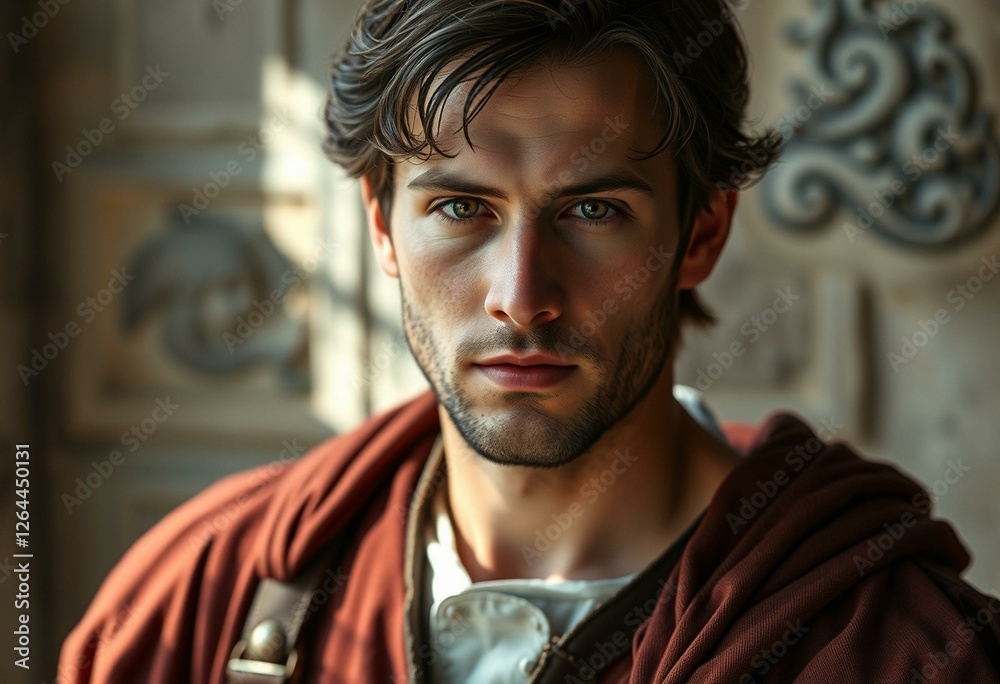 Male medieval portrait with natural light Male medieval portrait with natural light