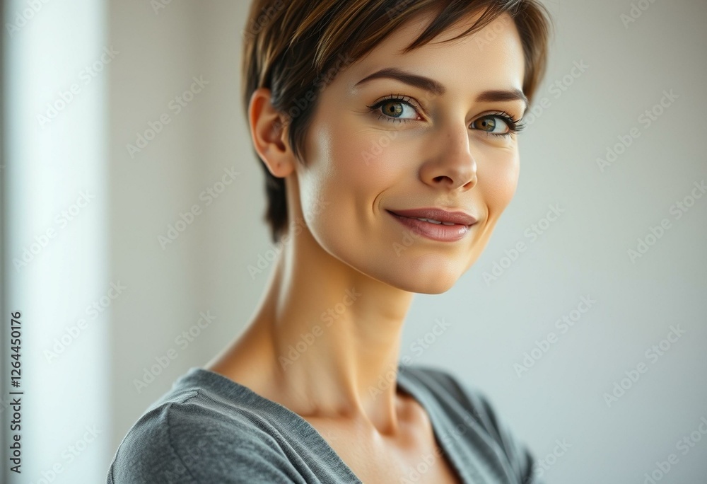 Photorealistic natural light portrait of a woman with masculine features Photorealistic natural light portrait of a woman with masculine features