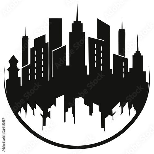 silhouette vector of city skyline with graffiti elements