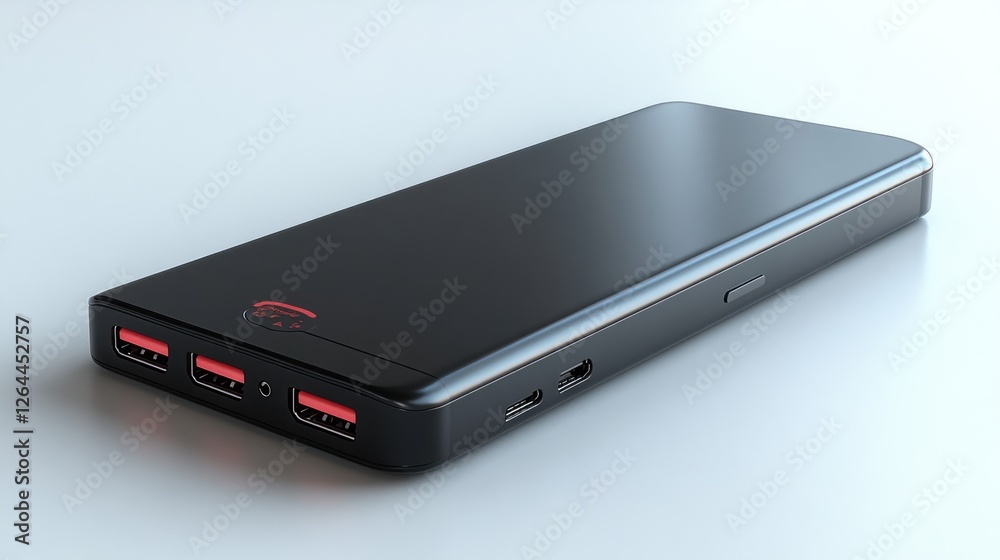 Sleek Black Power Bank: Portable Charger with Multiple USB Ports Sleek Black Power Bank: Portable Charger with Multiple USB Ports