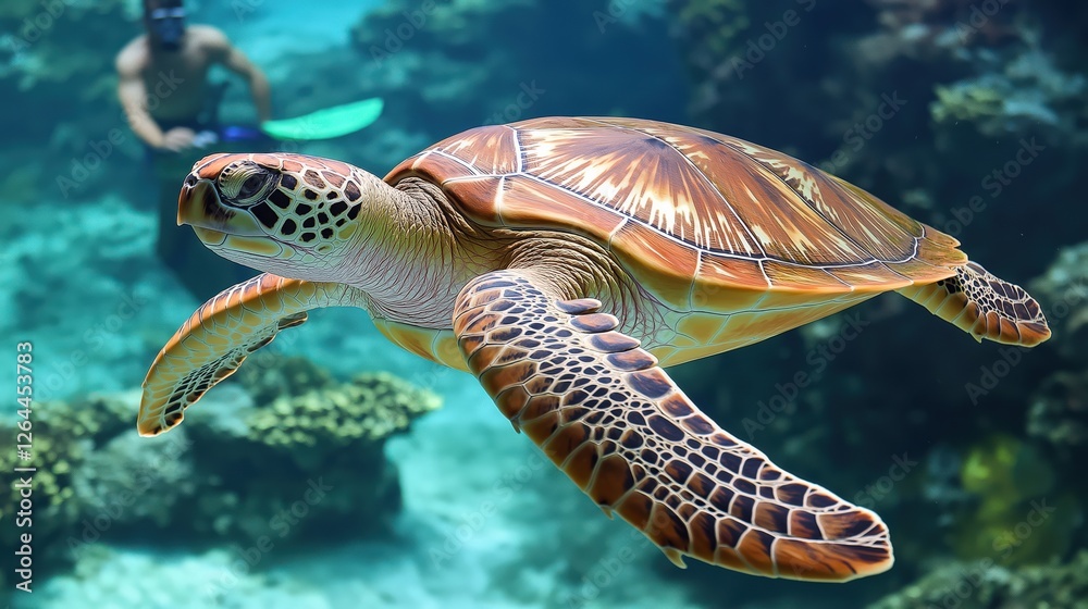 Obraz premium close-up of a sea turtle swimming in the sea