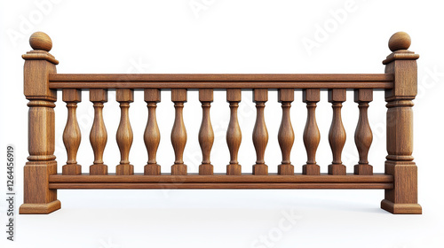 Wooden fence, palisade, stockade or balustrade with pickets. Brown banister or fencing sections with paling. Wood garden border balusters isolated elements, Realistic 3d vector illustration