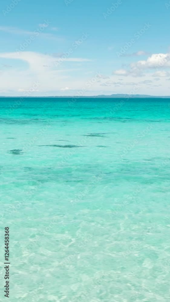 Aerial drone of blue sea with waves and sky with clouds. Ocean skyline. Aerial drone of blue sea with waves and sky with clouds. Ocean skyline.