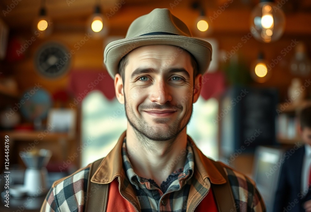 Retro style portrait of a man with soft natural light Retro style portrait of a man with soft natural light
