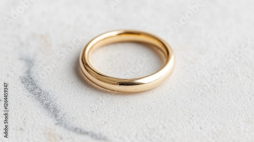 Simple gold wedding band on marble.  Perfect for jewelry ads