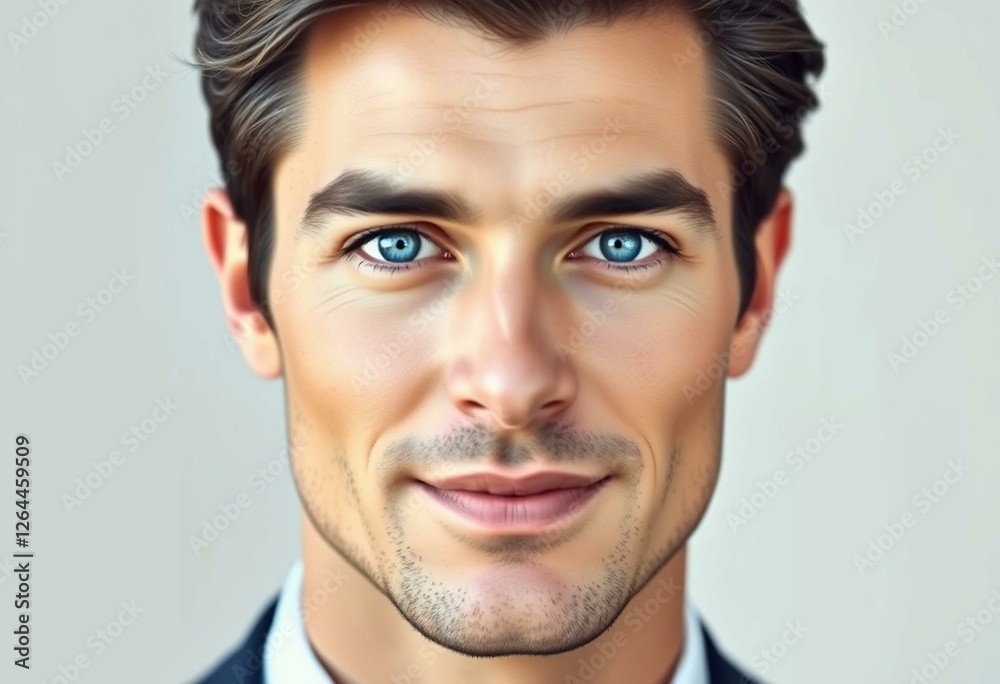 Obraz premium Portrait of a man with piercing blue eyes and sharp facial features