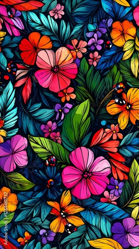 Retro watercolor flower pattern illustration poster background