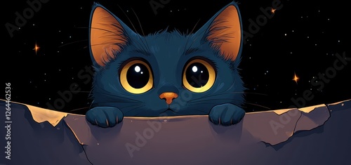 Curious Cat Gazing at the Night Sky