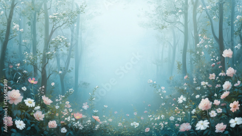 Misty Floral Forest Path: A...
