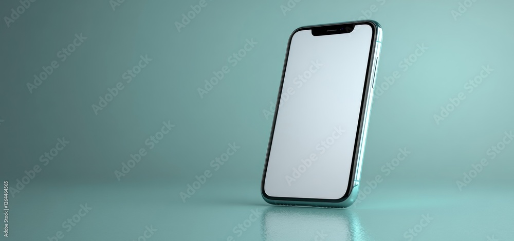 Modern Smartphone Mockup: Teal Minimalist Design Modern Smartphone Mockup: Teal Minimalist Design