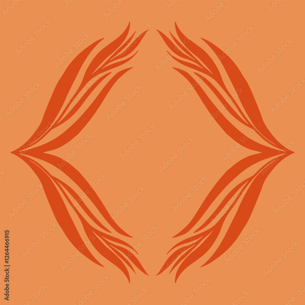 Fototapeta premium Trendy floral art. Botanic card design template. Round leaves frame